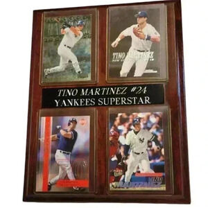 Tino Martinez #24 Autograph w/ 4 RETIRED Cards and Card Mounted on Wood Plaque